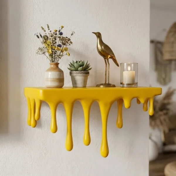 3D-Printed Wall Shelf, Dripping/melting Appearance, Simple, Perfect for Small Decorations and Collectibles