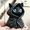 Cute Animal 3D Printed Cat Sculpture Hooded Cloak Gothic Mysterious Cat Statue Halloween Home Decoration