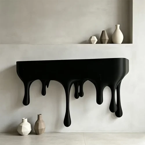 S25b20bff0f3b445d99b9dd83da0267908.webp 3D-Printed Wall Shelf, Dripping/melting Appearance, Simple, Perfect for Small Decorations and Collectibles