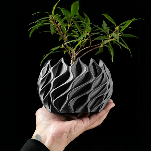 S54c2b22f962f4ea6bb7a951a0c9eea36Y.webp 3D Printed Flower Pot, Biodegradable Texture Design - Modern Planters for Indoor Outdoor, Gardening Decor, Macetas para Plantas