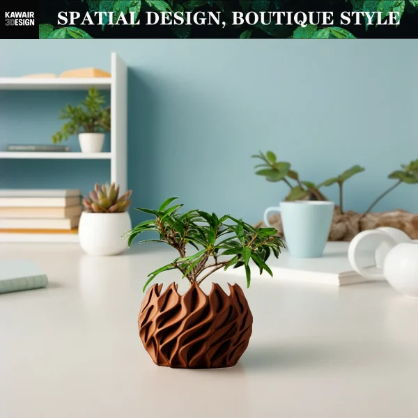 S697a6ceb8bd948989ba794c1dcac2d58l.webp 3D Printed Flower Pot, Biodegradable Texture Design - Modern Planters for Indoor Outdoor, Gardening Decor, Macetas para Plantas