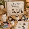 3D Beaded Cat DIY Kit. Make Four Lovely Cats. Complete Tools, Ideal Beginner Family Craft Gift.
