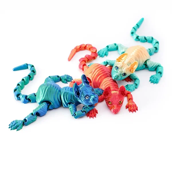 3D Printed Sphynx Cat Animal Toy Realistic Hairless Figurine Cat Fidget Toy For Cat Lover Collector Home Decoration