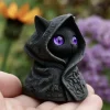Cute Animal 3D Printed Cat Sculpture Hooded Cloak Gothic Mysterious Cat Statue Halloween Home Decoration