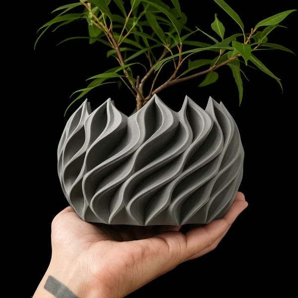 S950e201f844c48328160c5adf98e9881X.webp 3D Printed Flower Pot, Biodegradable Texture Design - Modern Planters for Indoor Outdoor, Gardening Decor, Macetas para Plantas