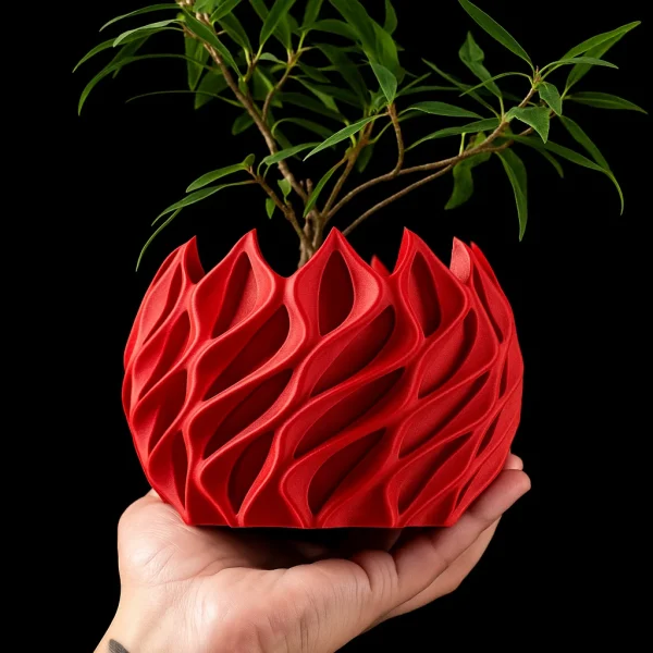 Sa4cec629f4c047639b9243f754d7f2163.webp 3D Printed Flower Pot, Biodegradable Texture Design - Modern Planters for Indoor Outdoor, Gardening Decor, Macetas para Plantas