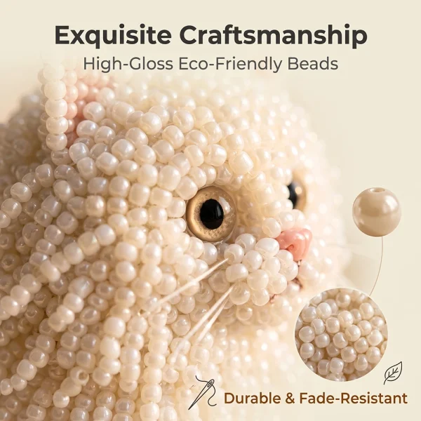 3D Beaded Cat DIY Kit. Make Four Lovely Cats. Complete Tools, Ideal Beginner Family Craft Gift.