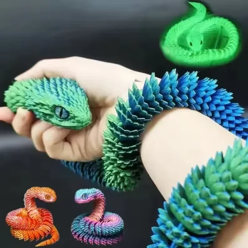 Sda4b50d4c2cb4902b66f4973a030e7bbZ.webp 3D Printed Snake Movable Joint Fidget Toy Figurine Simulation Snake Office Desktop Ornament Gifts Crafts Figurines Miniatures