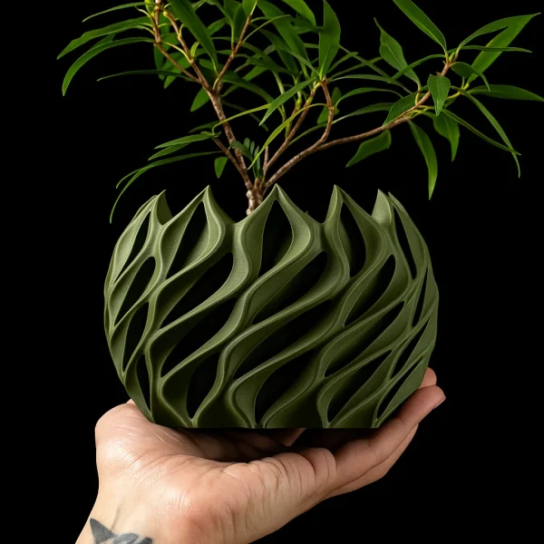 Se01e479145964dcdae4b229945ec4a9dX.webp 3D Printed Flower Pot, Biodegradable Texture Design - Modern Planters for Indoor Outdoor, Gardening Decor, Macetas para Plantas