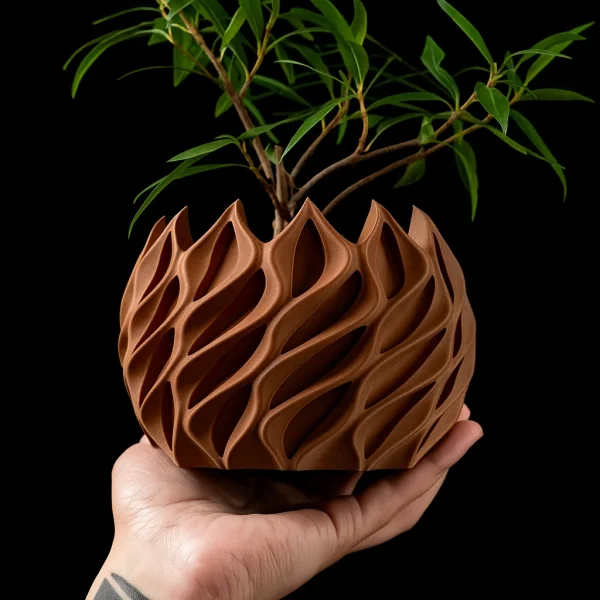 Seff322d1051d4969b2f95e9158a302a36.webp 3D Printed Flower Pot, Biodegradable Texture Design - Modern Planters for Indoor Outdoor, Gardening Decor, Macetas para Plantas